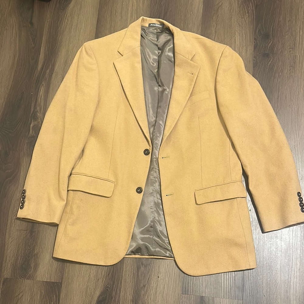 Oscar de la Renta Tan Sport Coat Modern Tailored Blazer